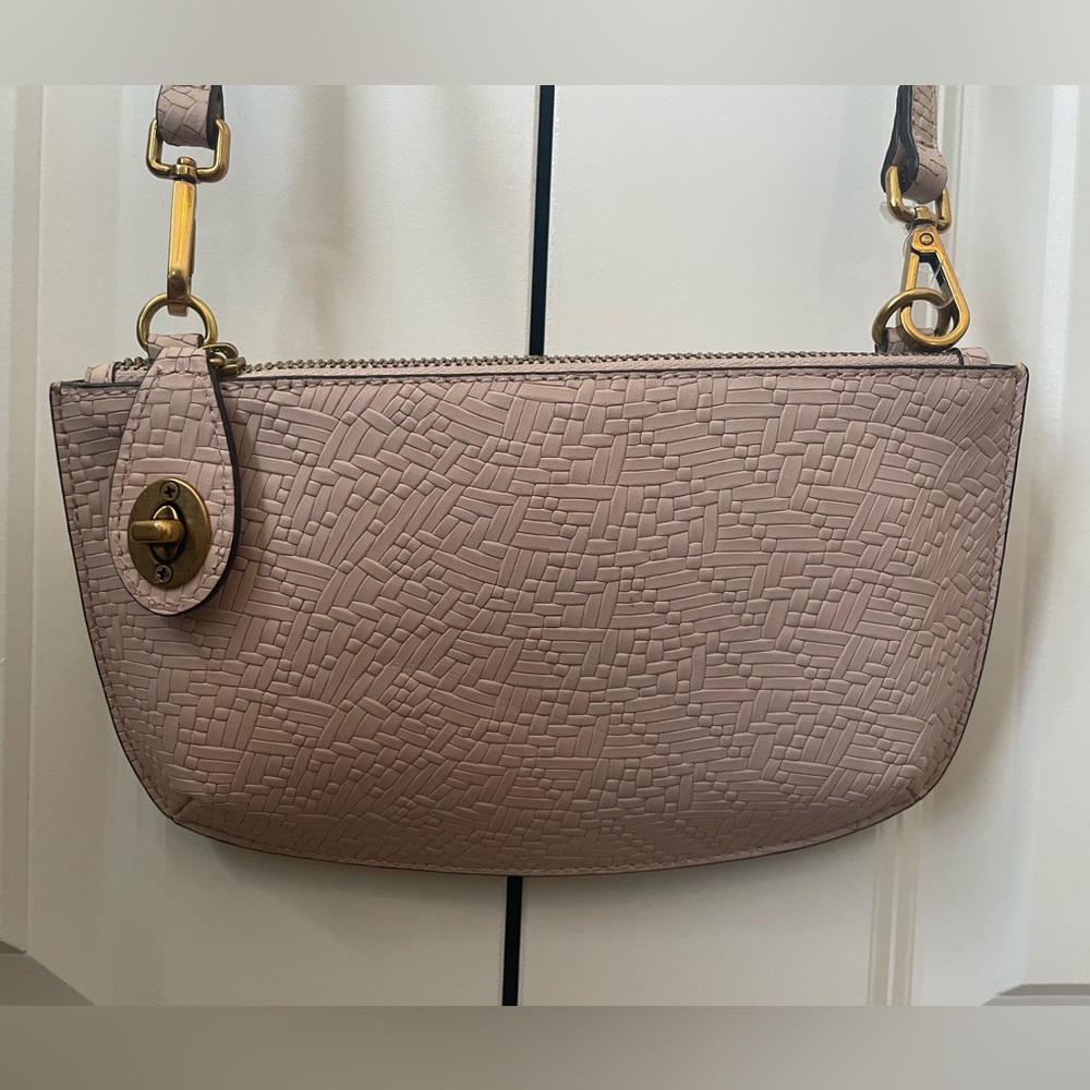 Antonio Melani Pink Woven Embossed Pouchette Crossbody Bag